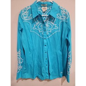 Ariat Willows Embroidered Pearl Snap Fitted Shirt Womens Size XXL Long Sleeve